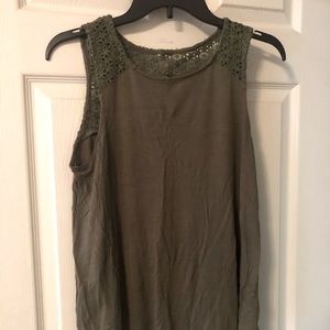 Olive no sleeve women’s top.